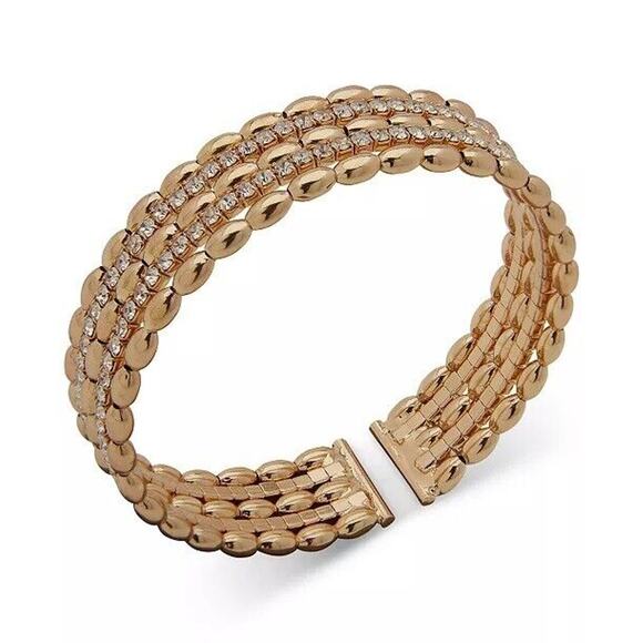 Anne Klein Jewelry - Anne Klein Gold Tone Crystal Cuff Bangle Bracelet Style Women's Fashion Trendy